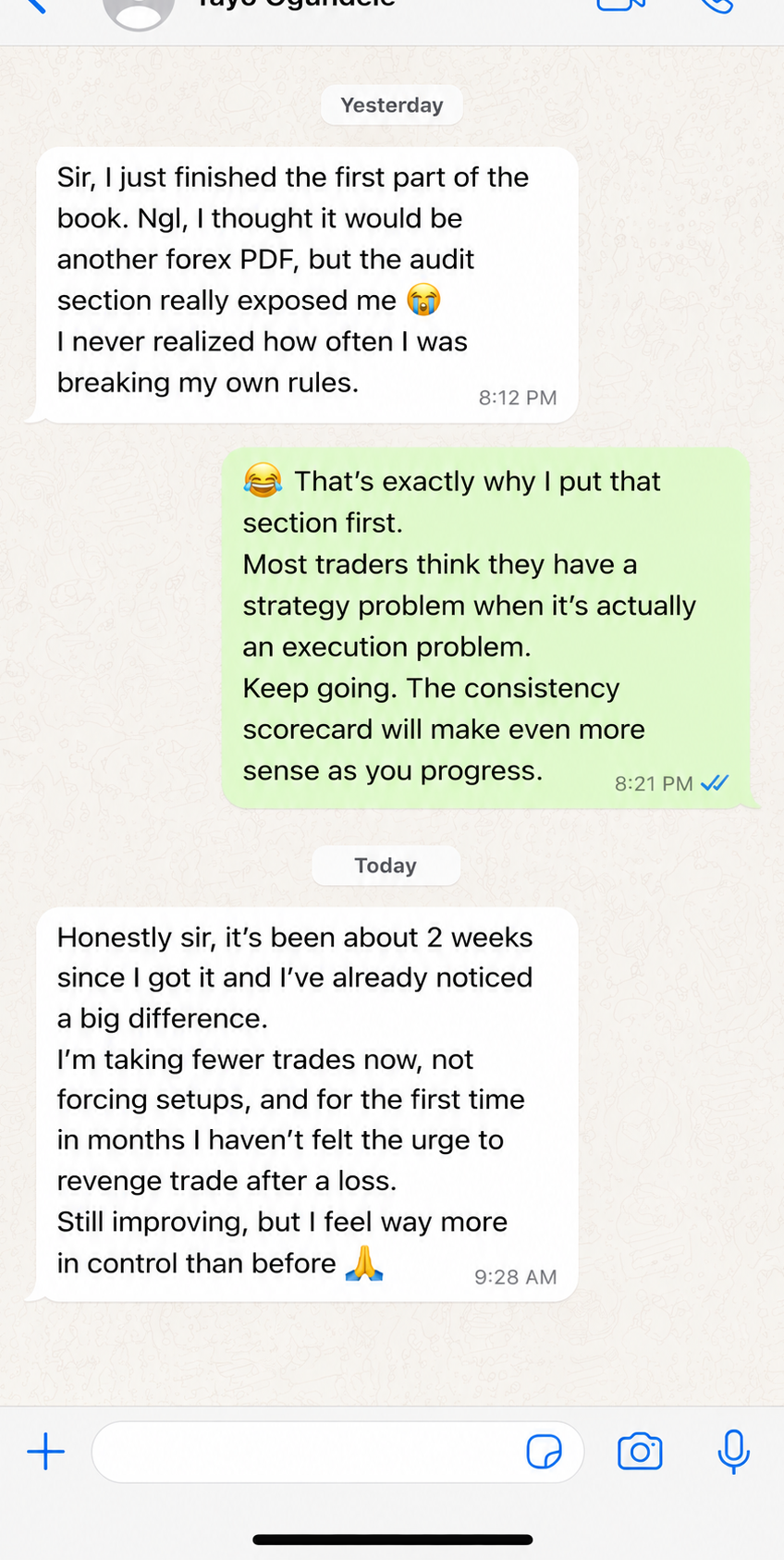 WhatsApp message from buyer